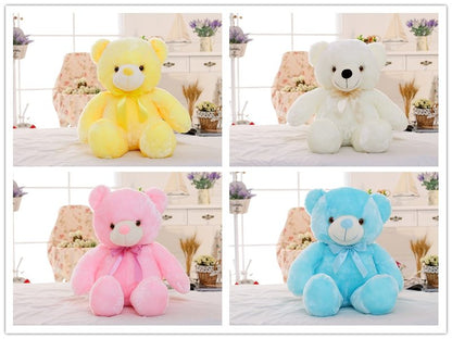 Teddy Bear Stuffed Animals Plush Toy Colorful Glowing Pillow For Kids