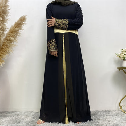 Patchwork Long Sleeved Jilbab Dress