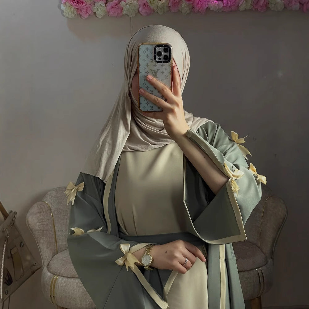 Loriya Arabic Women's Butterfly Knot Abaya Loose Dress