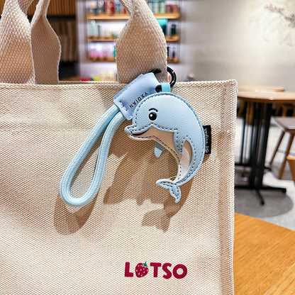 Original Marine Animal Leather Dolphin Keychain