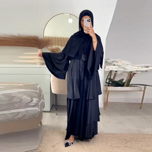 Solid Color Robe Abaya Outer Wear Cardigan