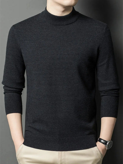 Men's Plus Size Mock Neck Long Sleeve Knit Top Trendsi