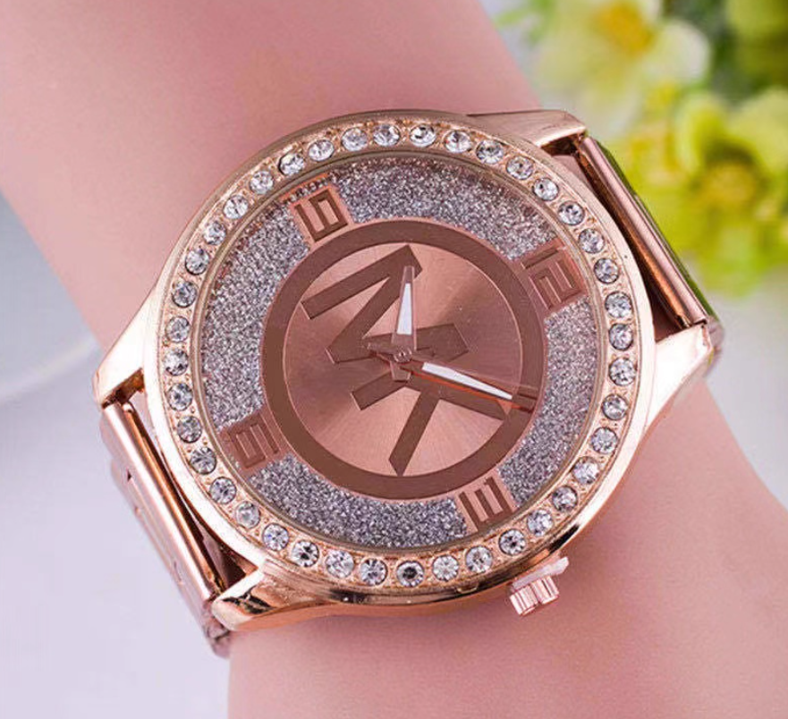 Alloy Diamond-Embedded Men's Wristwatch Fashion Trend Steel Strap Gift Student Watch