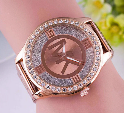 Alloy Diamond-Embedded Men's Wristwatch Fashion Trend Steel Strap Gift Student Watch