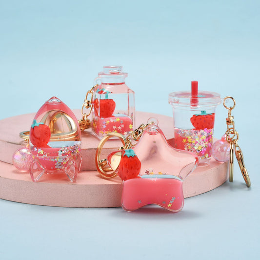 Acrylic Quicksand Oil Keychain Floating Liquid Glitter Bag Accessory