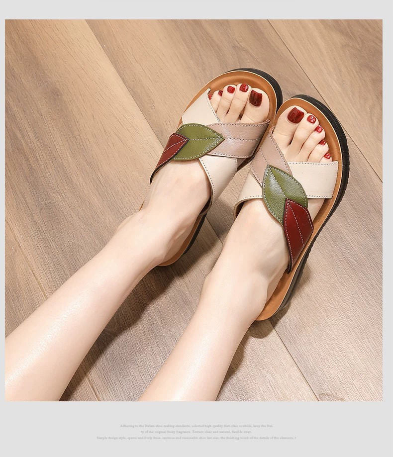 Slope Heel Soft Sole Versatile Shoes Fashionable Mom Sandals Flip Flops