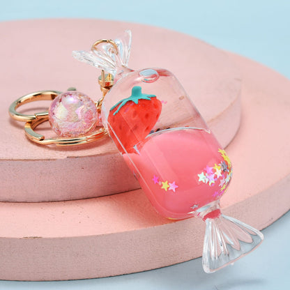 Acrylic Quicksand Oil Keychain Floating Liquid Glitter Bag Accessory