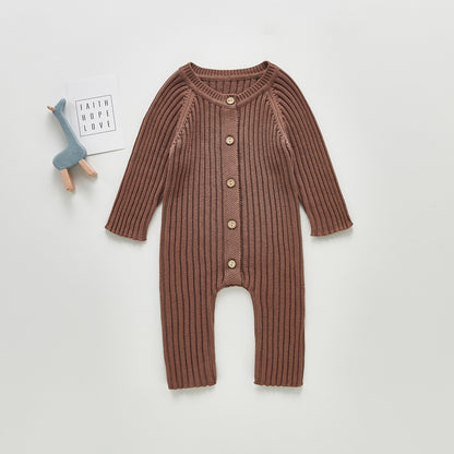 Baby Spring And Autumn Clothes For Men And Women Baby Long-sleeved Knitted One-piece Romper Romper Sweater Go Out One-piece