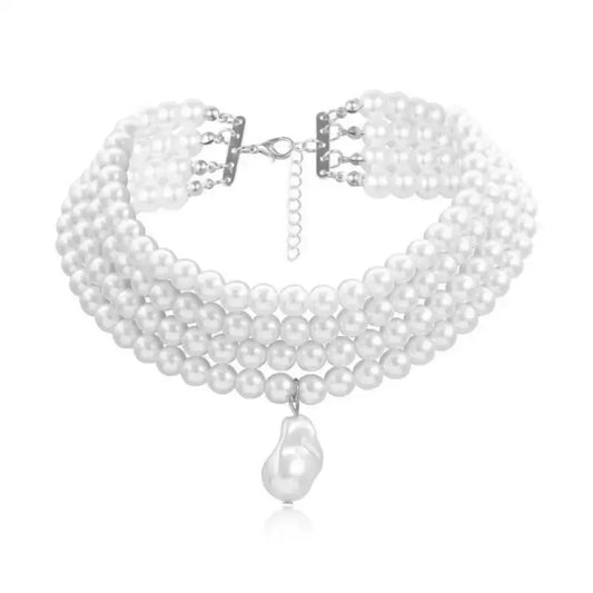 Women Necklace Fashion Simple Ladies Exquisite Temperament Multi Layers Pearl Pendant Clavicle Chain Girl Accessories eprolo