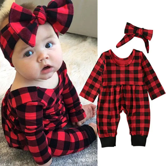 Girls' long-sleeved plaid one-piece two-piece suit eprolo