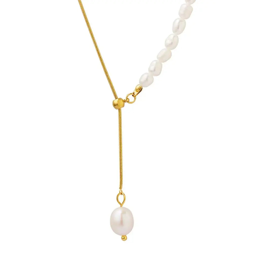 18K Gold-Plated Pearl Necklace Trendsi