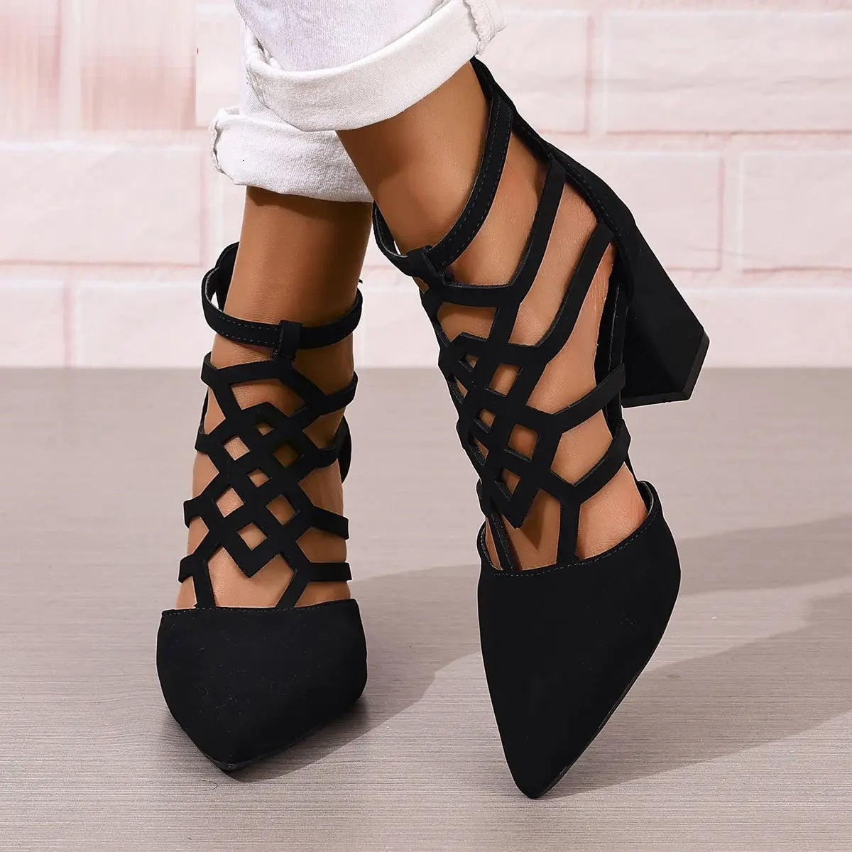 Fashion High Heel Professional Pointed-toe Hollowed High Heel Sandals Easy Bazaar