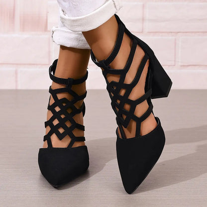 Fashion High Heel Professional Pointed-toe Hollowed High Heel Sandals Easy Bazaar