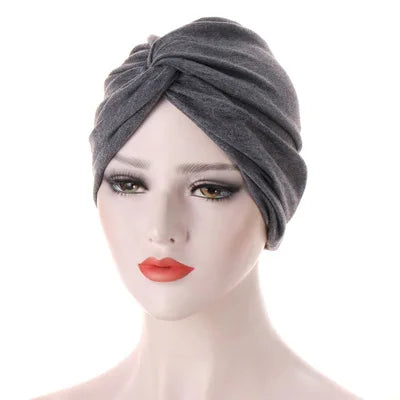 Muslim Women Stretch Cotton Striped Beanie Turban Chemo Hat Head Wrap Cap Headwear for Cancer Patients