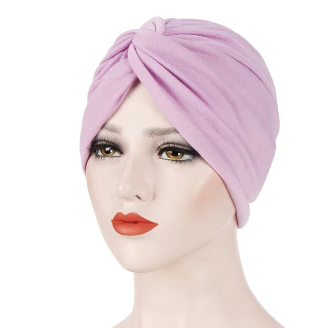 Muslim Women Stretch Cotton Striped Beanie Turban Chemo Hat Head Wrap Cap Headwear for Cancer Patients