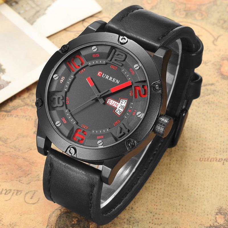 CURREN Men's Sports watch with a rugged, dark gray and black design