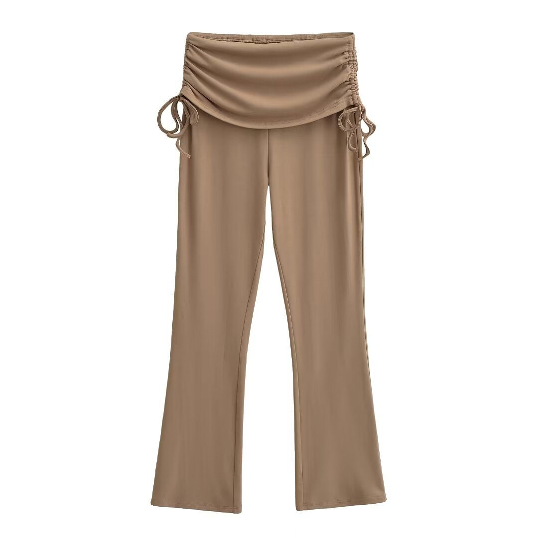 High waisted straight leg casual pants for women