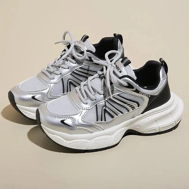 Lace-Up Platform Athletic Shoes Trendsi