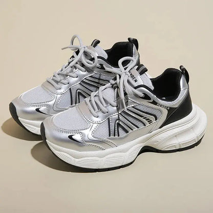 Lace-Up Platform Athletic Shoes Trendsi