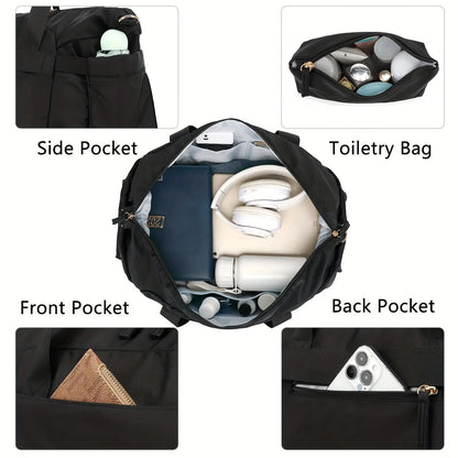 Women's Travel Duffel Bag, Sports Gym Yoga Duffel Bag Weekender Overnight Totes Bag Easy Bazaar
