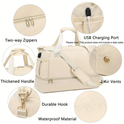Women's Travel Duffel Bag, Sports Gym Yoga Duffel Bag Weekender Overnight Totes Bag Easy Bazaar