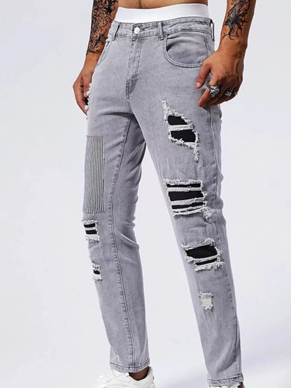 Men's Distressed Slim Fit Jeans Trendsi