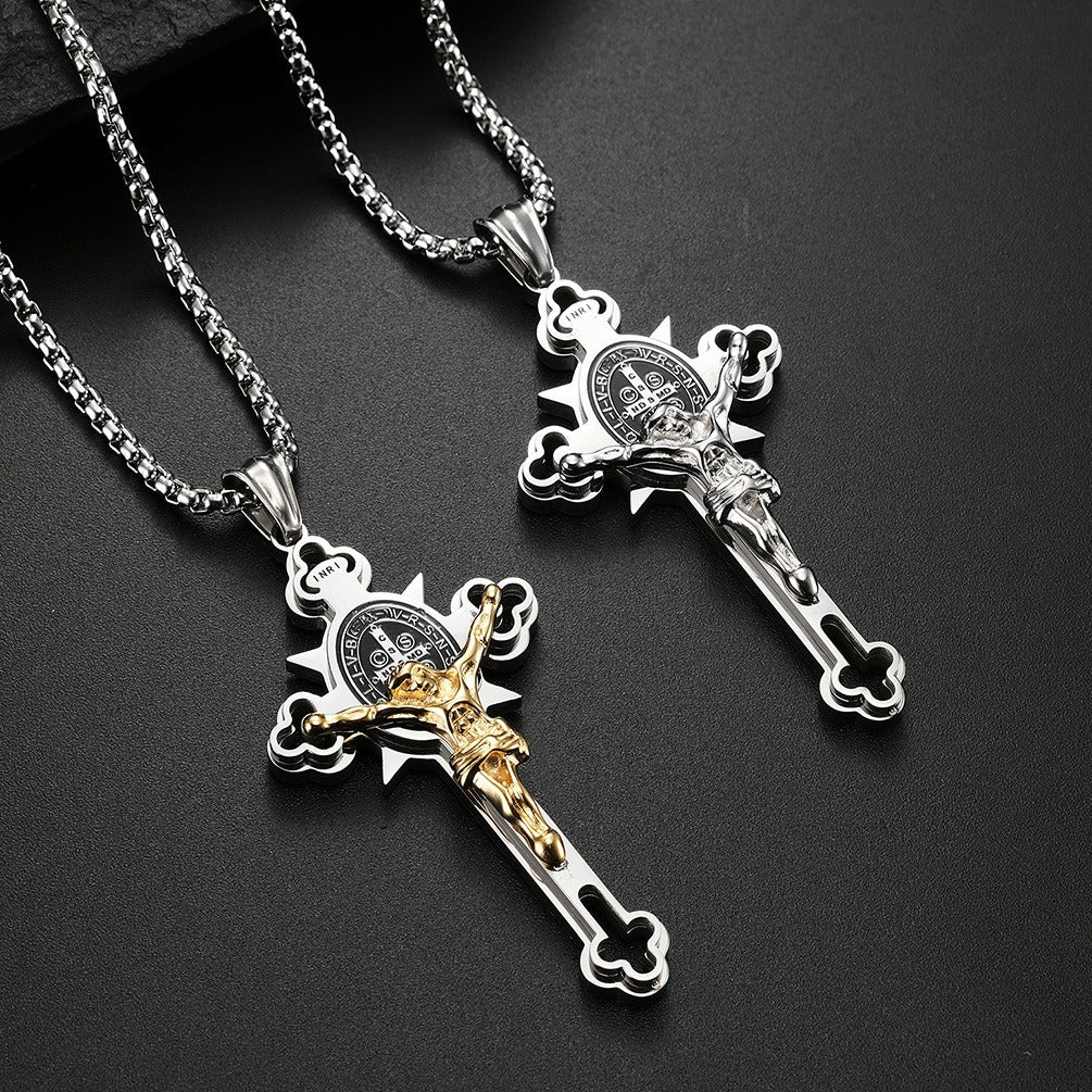 Titanium Steel Cross Necklace Retro Personality Hipster Men And Women Pendant