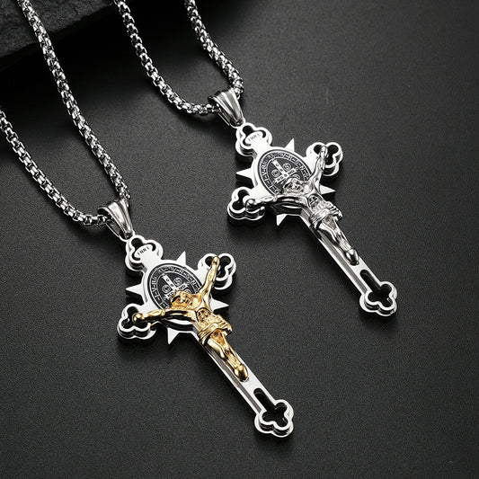Titanium Steel Cross Necklace Retro Personality Hipster Men And Women Pendant