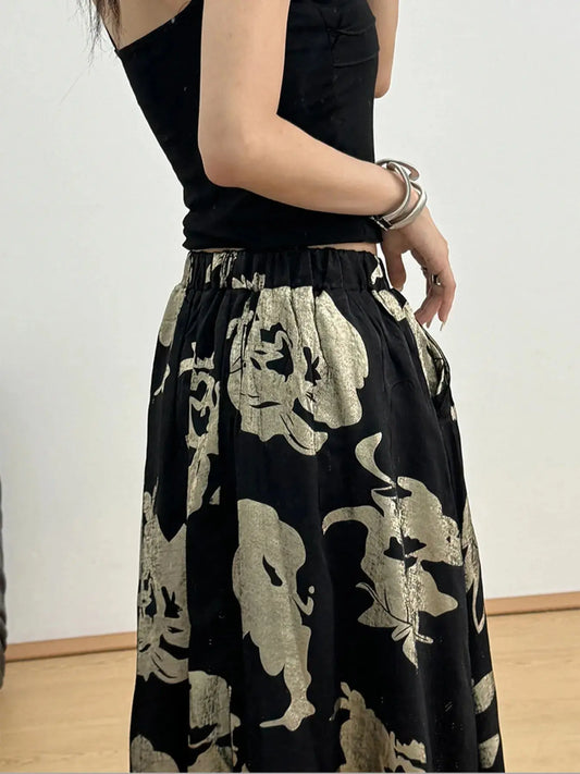 Printed Wide Leg Skirt Trendsi