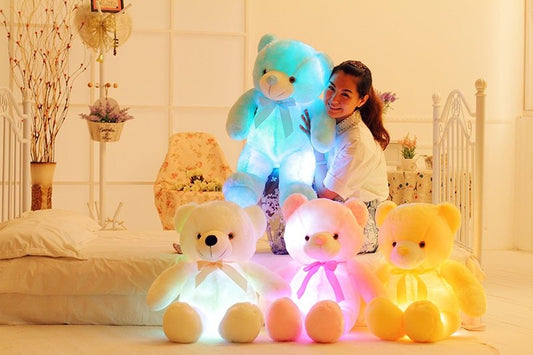 Teddy Bear Stuffed Animals Plush Toy Colorful Glowing Pillow For Kids