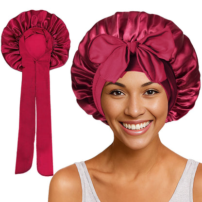 Elastic ribbon satin round hat