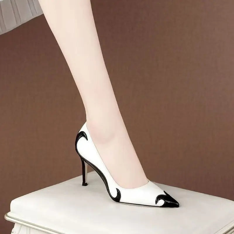 Red and green dragonfly pointed slender heel banquet women's shoes color blocked single shoes for women eprolo