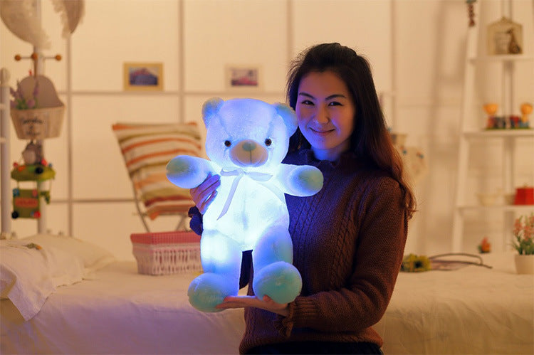 Teddy Bear Stuffed Animals Plush Toy Colorful Glowing Pillow For Kids