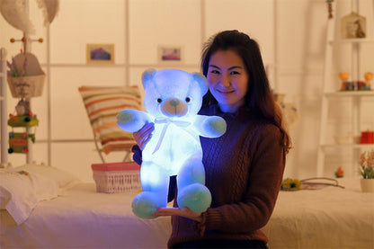 Teddy Bear Stuffed Animals Plush Toy Colorful Glowing Pillow For Kids