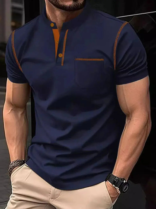 Men's Full Size Button Detail Short Sleeve Polo Plus Size Trendsi
