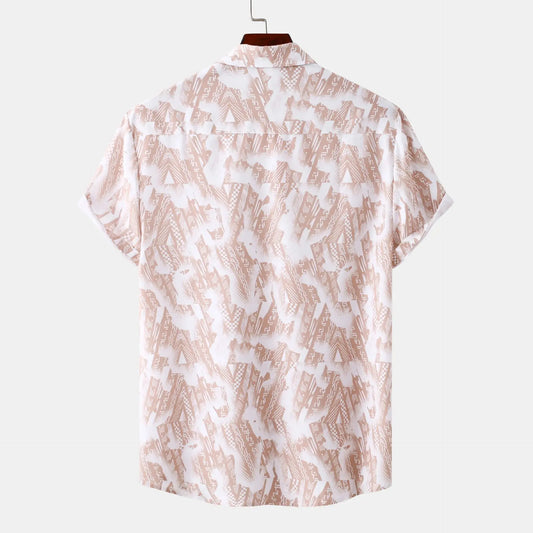 Men's Plus Size Printed Short Sleeve Button-Up Shirt Trendsi