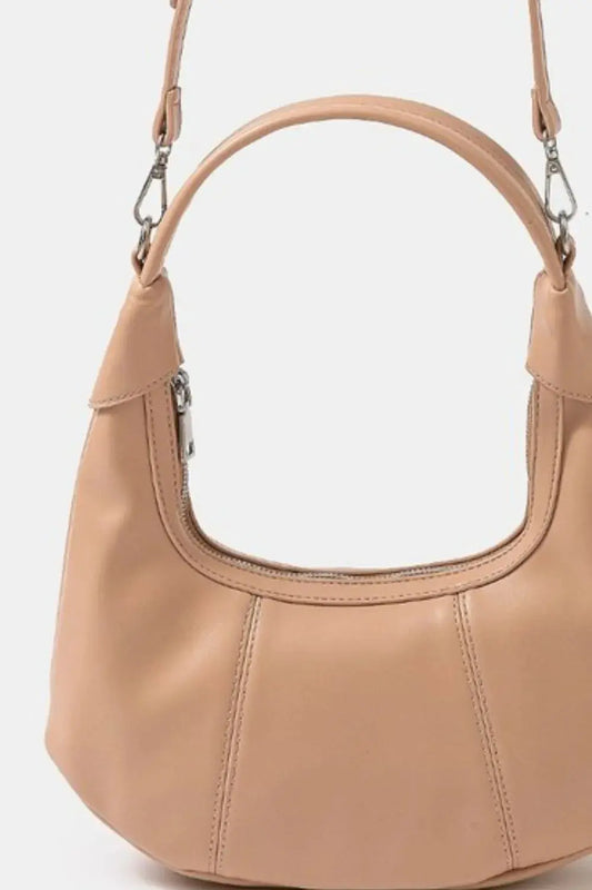 Fame Faux Leather Round Multi Panel Hand Bag Trendsi
