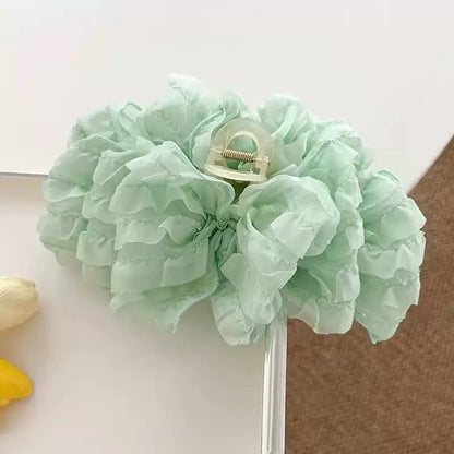 Pearl hair scrunchies mint green velvet hair tie with pearl embellishments soft hair accessory