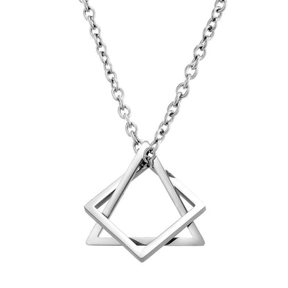 Ins Cold Style Geometric Triangle Square Combination Necklace Hip-Hop Net Red Tide Men And Women Couple Pendants