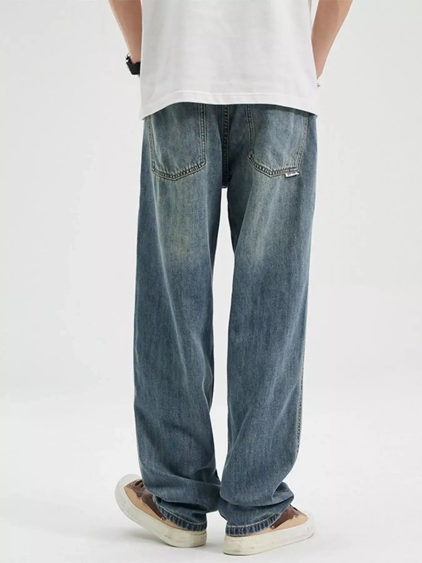 Men's Washed Relaxed Fit Jeans Trendsi
