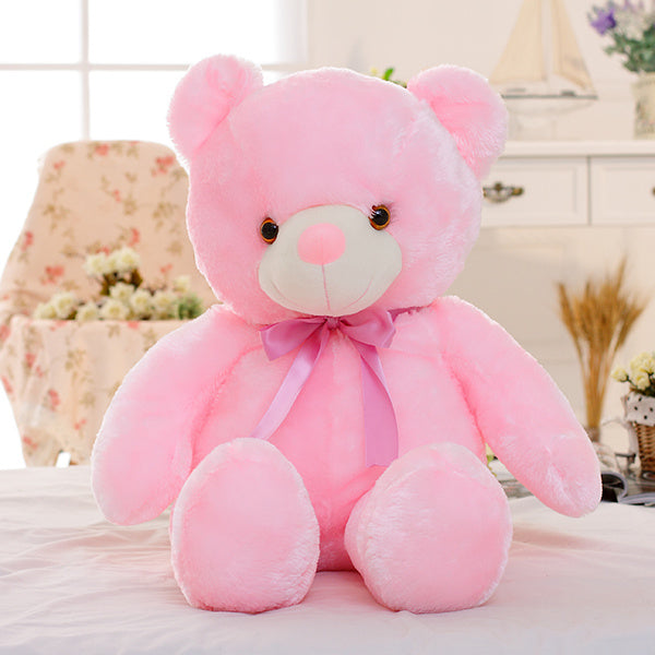 Teddy Bear Stuffed Animals Plush Toy Colorful Glowing Pillow For Kids