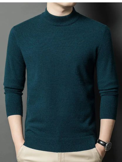 Men's Plus Size Mock Neck Long Sleeve Knit Top Trendsi