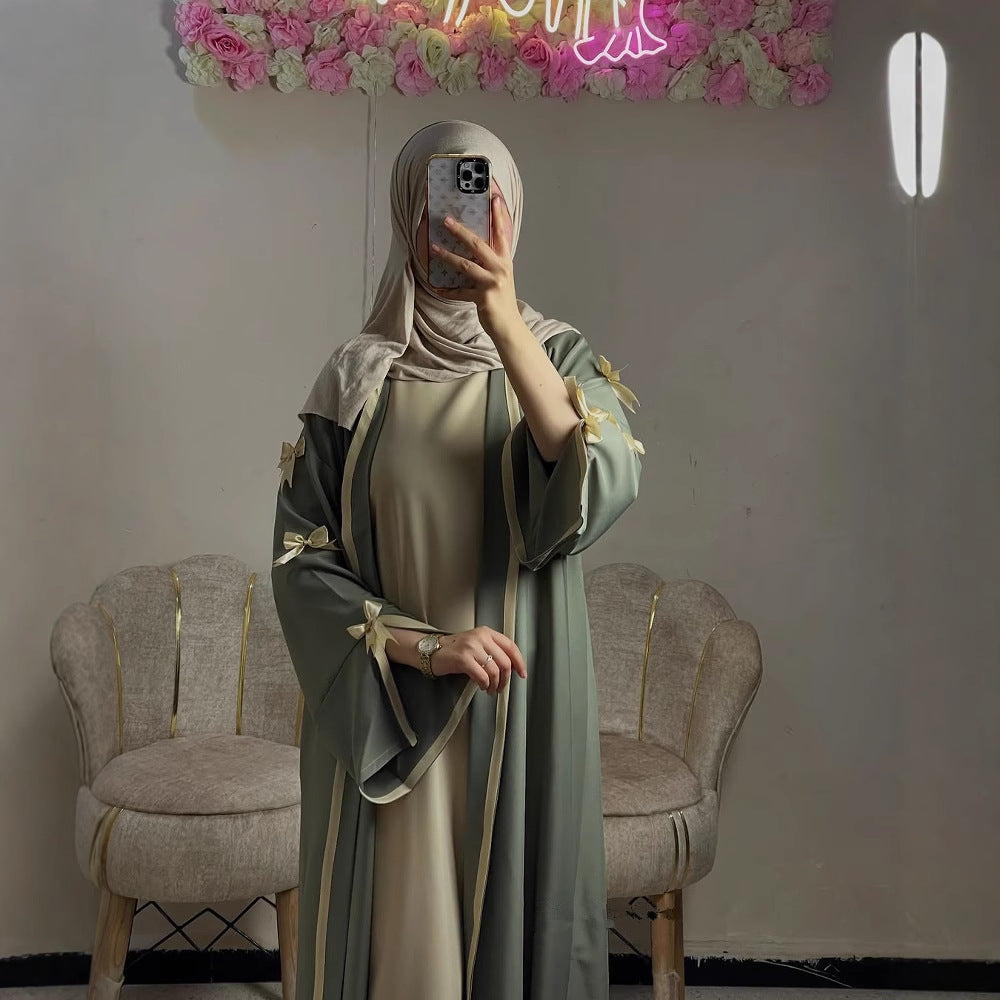 Loriya Arabic Women's Butterfly Knot Abaya Loose Dress