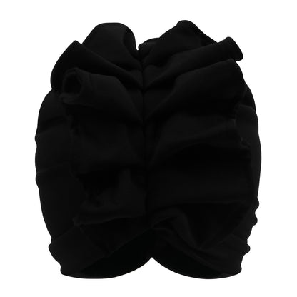 African Lady Head Wraps Soild Color Headscarf Bonnet Cancer Chemo Hat Muslim Turbans  NEW Ruffled Turban Cap for Women