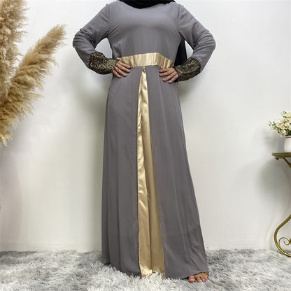 Patchwork Long Sleeved Jilbab Dress