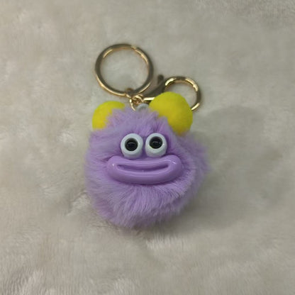 Cute Furry monster plush charm keychain