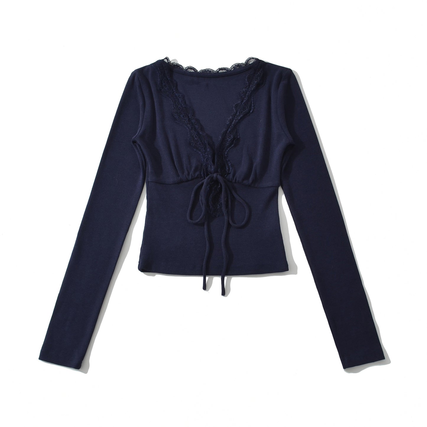 Sexy lace V-neck strap patchwork top T-shirt
