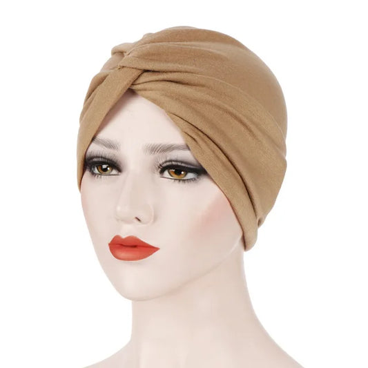 Muslim Women Stretch Cotton Striped Beanie Turban Chemo Hat Head Wrap Cap Headwear for Cancer Patients