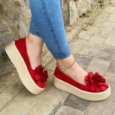 Red blue striped Billie vegan loafers for women casual slip-on