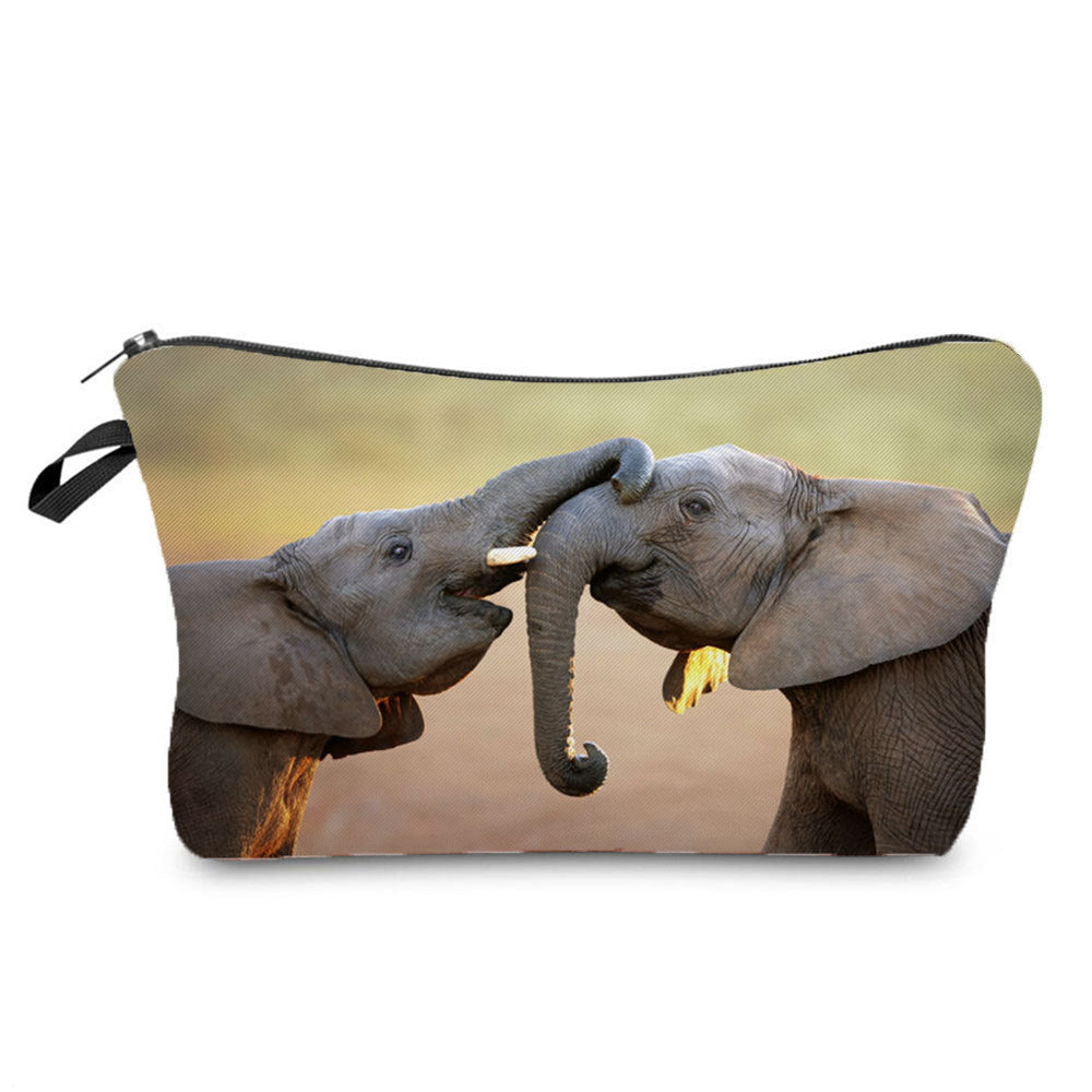 Portable Compact Zipper Makeup Animal Print Washing And Makeup Bag